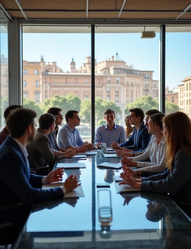 Il team di Equinox AI che collabora nel cuore di Roma